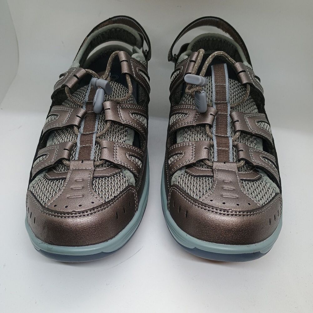 Orthofeet Verona Sandals Womens Size 9.5M Metallic Pewter Casual Orthopedic Shoe